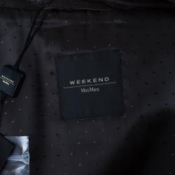 Pre Owned Weekend Max Mara Brown Leather Biker Jacket M