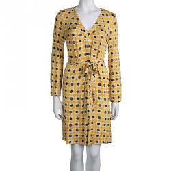 Pre Owned Weekend Max Mara Yellow Polka Dot Print Dress L