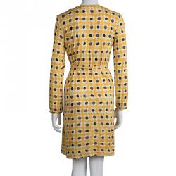 Pre Owned Weekend Max Mara Yellow Polka Dot Print Dress L