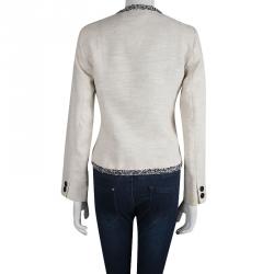 Weekend Max Mara Cream Tweed Contrast Trim Jacket S