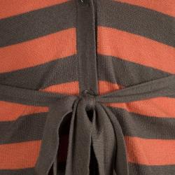 Pre Owned Weekend By Max Mara Brown and Orange Striped Belted Cardigan XS