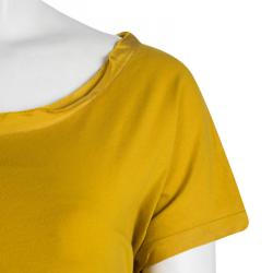 Pre Owned Weekend Max Mara Yellow Gathered Waist Short Sleeve Dress L