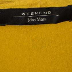 Pre Owned Weekend Max Mara Yellow Gathered Waist Short Sleeve Dress L
