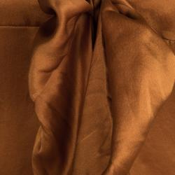 Pre Owned Yves Saint Laurent Burnt Orange Silk Bow Detail Cap Sleeve Top L