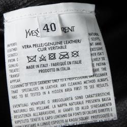 Pre Owned Yves Saint Laurent Black Classic Plonge Leather Dress M