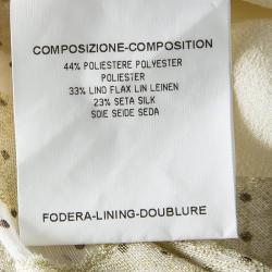 Pre Owned Yves Saint Laurent Gold Silk Jacquard Dotted Maxi Dress M