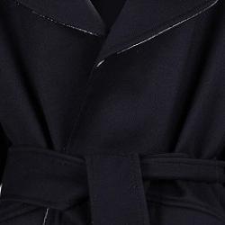 Pre Owned Yves Saint Laurent Black Wool Belted Overcoat L