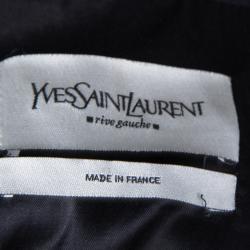 Pre Owned Yves Saint Laurent Black Wool Belted Overcoat L