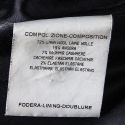 Pre Owned Yves Saint Laurent Black Wool Belted Overcoat L