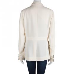 Yves Saint Laurent Cream Wool Notched Collar Blazer L