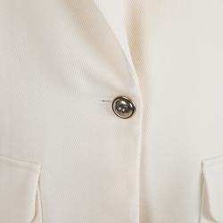 Yves Saint Laurent Cream Wool Notched Collar Blazer L