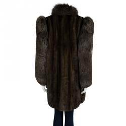 Pre Owned Yves Saint Laurent Fourrures Brown Fox Fur Coat M