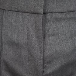 Pre Owned Yves Saint Laurent Grey High Waist Wide Leg Trousers M