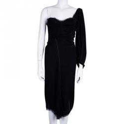 Pre Owned Zac Posen Black One Shoulder Dress M