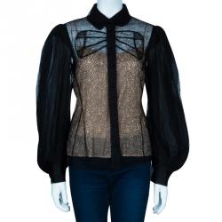 Pre Owned Zac Posen Black Lace Top M