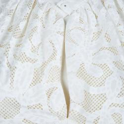 Zac Posen White Floral Print Cap Sleeve Top M