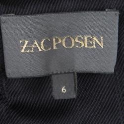 Zac Posen Navy Blue Textured Shetland Knot Dress M