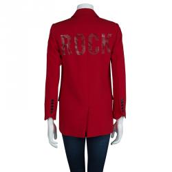 Pre Owned Zadig & Voltaire Red Studded Back Detail Deluxe Blazer S