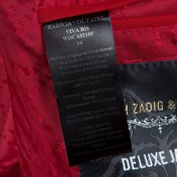 Pre Owned Zadig & Voltaire Red Studded Back Detail Deluxe Blazer S