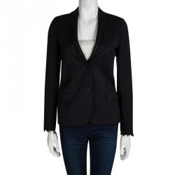 Zadig and Voltaire Navy Blue Textured Distressed Blazer XS