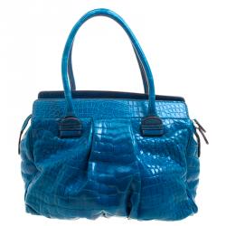 Zagliani Blue Crocodile Custom Made Limited Edition Bag