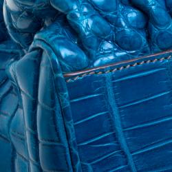 Zagliani Blue Crocodile Custom Made Limited Edition Bag