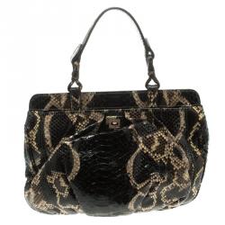 Zagliani Black Python Puffy Hobo