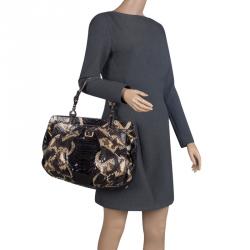 Zagliani Black Python Puffy Hobo