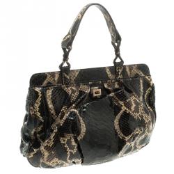 Zagliani Black Python Puffy Hobo