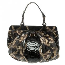 Zagliani Black Python Puffy Hobo