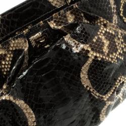 Zagliani Black Python Puffy Hobo