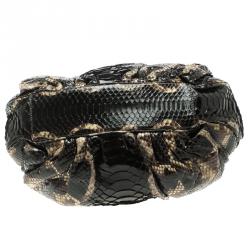 Zagliani Black Python Puffy Hobo