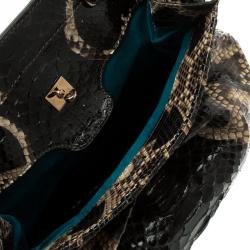 Zagliani Black Python Puffy Hobo