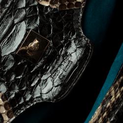Zagliani Black Python Puffy Hobo
