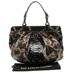 Zagliani Black Python Puffy Hobo