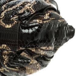 Zagliani Black Python Puffy Hobo