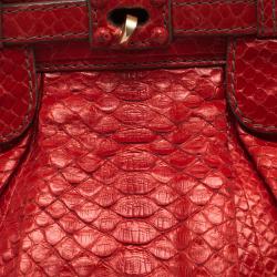 Zagliani Red Python Puffy Tote