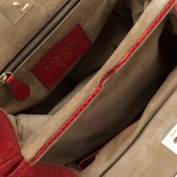 Zagliani Red Python Puffy Tote