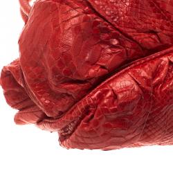 Zagliani Red Python Puffy Tote