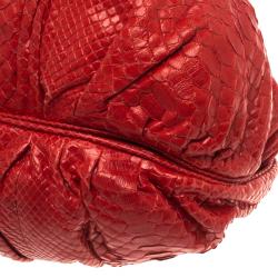 Zagliani Red Python Puffy Tote