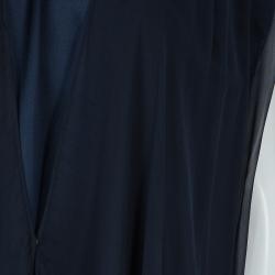 Pre Owned Zuhair Murad Navy Blue Chiffon Overlay Cape Dress L