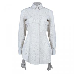 Azzedine Alaia Eyelet Cream Button Down Shirt M