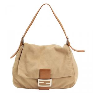 Pre Owned Fendi Beige Suede Mama Shoulder Bag