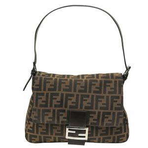 Pre Owned Fendi Tobbaco Zucca Canvas Mama Forever Shoulder Bag