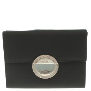 Pre Owned Prada Black Nylon Compact Wallet