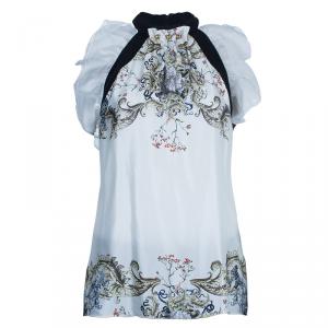 Pre Owned Prabal Gurung Silk Printed Halter Neck M