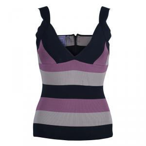Pre Owned Herve Leger Tricolor Sleeveless Bandage Top S