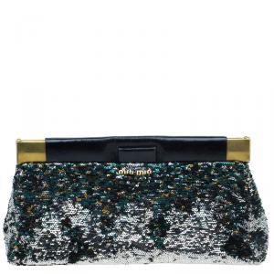 Pre Owned Miu Miu Multicolour Sequin Leather Clutch
