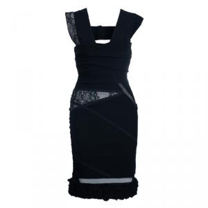 Pre Owned Preen By Thornton Bregazzi Black Lace Bandage Dress M