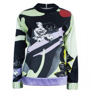 Pre Owned Prabal Gurung Printed Leather Sweatshirt Top S